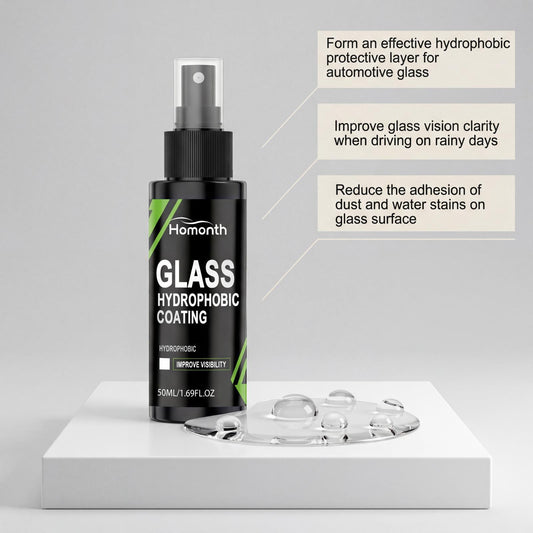 HOMONTH glass hydrophobic coating, automotive glass cleaning care hydrophobic water flooding anti-fouling clear vision