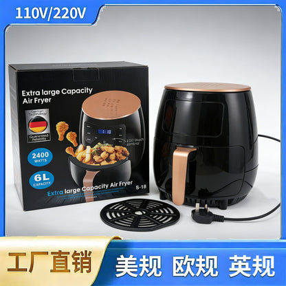 Cross-border air fryer, touchscreen, 6l air fryer, large capacity, multifunctional, fully automatic, home electric fryer for french fries