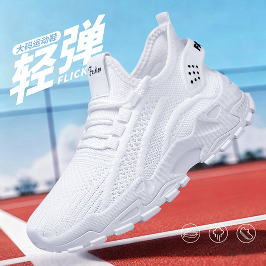 Women's new plus size athletic shoes - cross-border flyknit breathable sneakers, lightweight comfortable mesh shoes, low-cut design, women's size 43