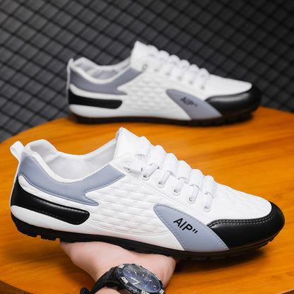 Men's flat casual shoes 2025 new soft sole sneakers lightweight breathable slip-on trendy shoes cross-border