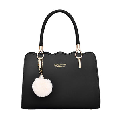 Women's bag 2026 new solid color fashion plush ball pendant ladies' shoulder bag crossbody handbag - dropshipping available