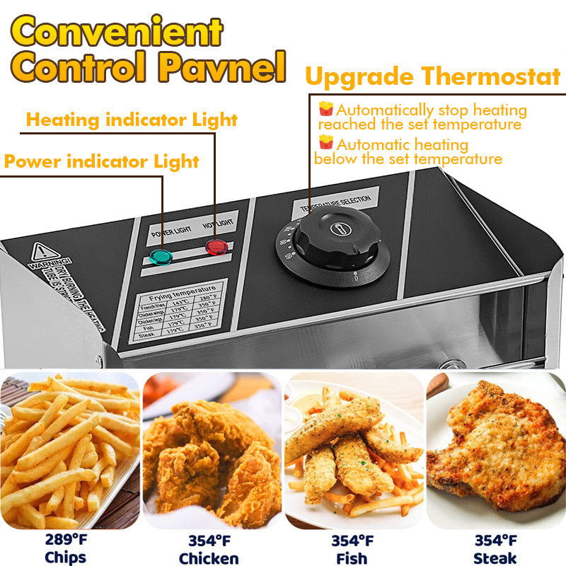 European standard electric deep fryer - commercial grade, large capacity - ideal for french fries, chicken wings, drumsticks, and dough sticks - stainless steel, perfect for street vendors