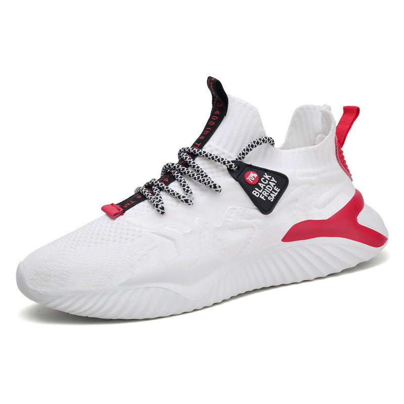 Men's spring 2025 new korean style casual shoes, flyknit breathable yeezy sneakers, trendy running athletic shoes for men