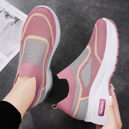 Women's fall collection: new chunky sole casual shoes - soft, comfortable, height-boosting, versatile flats with breathable flyknit upper