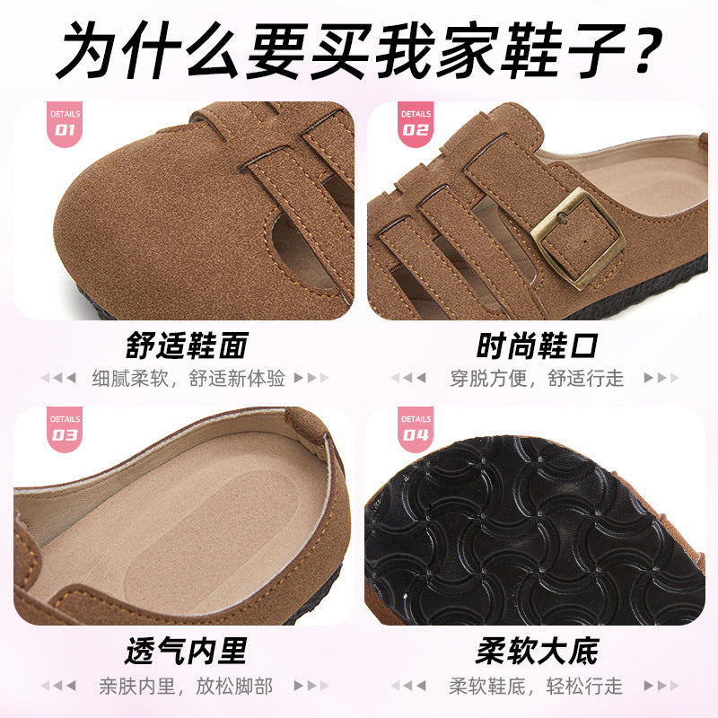 Women's shoesversatilesummernew arrival birkenstock shoescut out fishbone slippersoutwearclassy half slippers breathable sandals