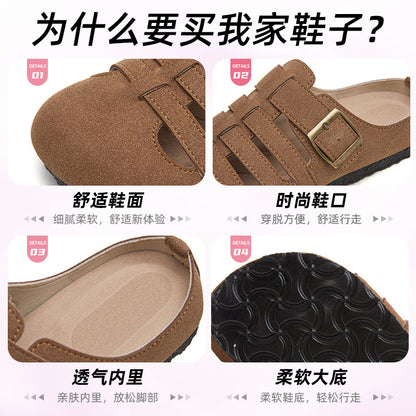 Women's shoesversatilesummernew arrival birkenstock shoescut out fishbone slippersoutwearclassy half slippers breathable sandals