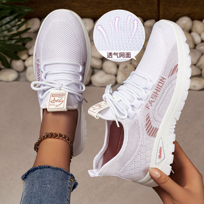 Women's spring collection: breathable athletic shoes - stylish, versatile flyknit sneakers with soft soles for all-day comfort. comfortable mesh upper