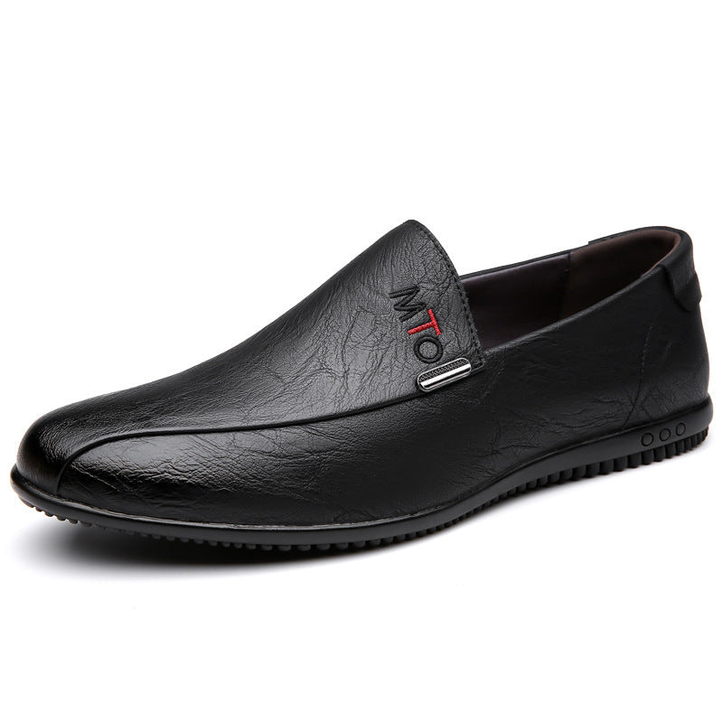Mencasual leather shoes soft leather soft bottom work shoes slip-on beanie shoes trendy british men's shoes wholesale