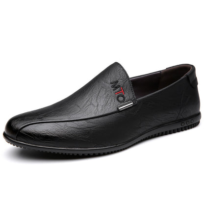Mencasual leather shoes soft leather soft bottom work shoes slip-on beanie shoes trendy british men's shoes wholesale