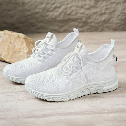 Women's spring shoes - cross-border style: simple, solid color, versatile casual flats, flyknit breathable sneakers