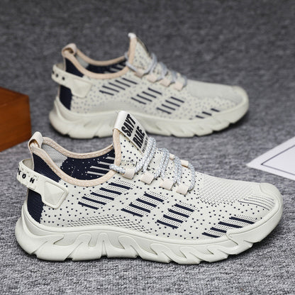 New men's flyknit mesh shoes - stylish, breathable, soft-soled, lightweight athletic running shoes for students - cross-border wholesale