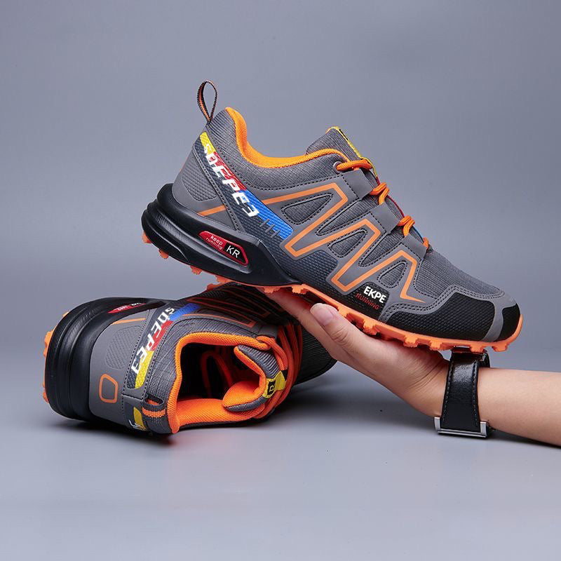 Cross-border men's shoes, 2025 fall/winter new arrivals: color-blocked trendy hiking shoes, outdoor low-top running shoes, and casual men's footwear