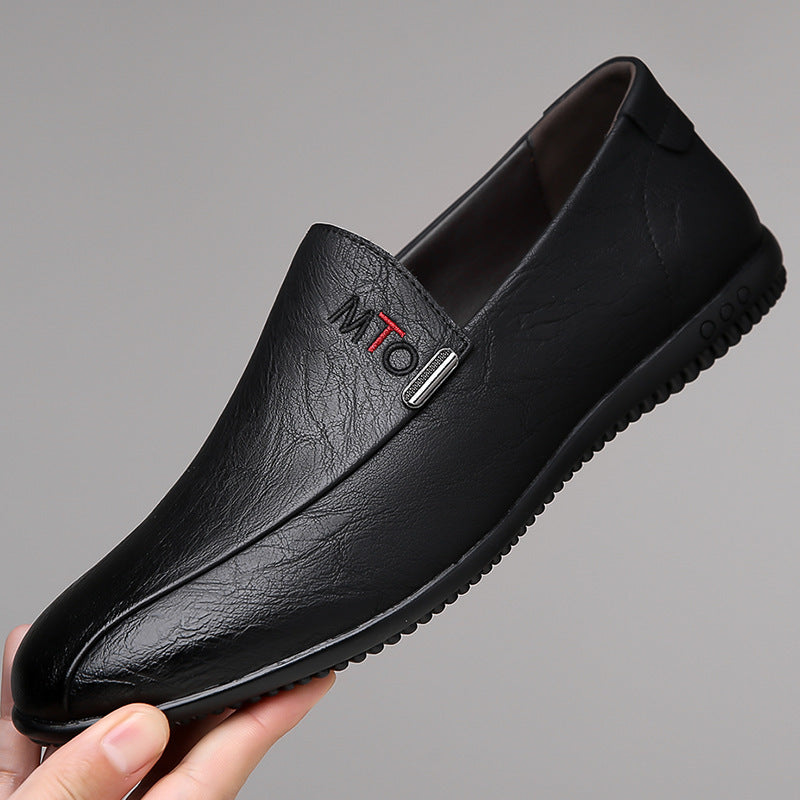 Mencasual leather shoes soft leather soft bottom work shoes slip-on beanie shoes trendy british men's shoes wholesale