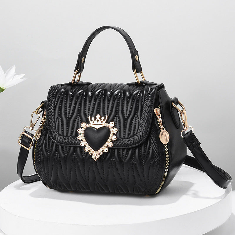 Trendy women's bags 2024 new large capacity embossed round bag fashionable textured crossbody handbag - dropshipping available