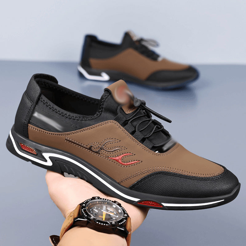 Soft-soled men's shoes, new for spring/summer 2025. casual leather slip-on sneakers, british style low-top, easy slip-on design. wholesale