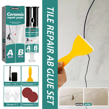 EELHOE tile repair AB glue set, metal tiles fill cracks, plug leaks, repair AB glue adhesive