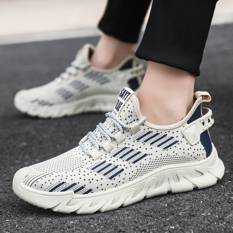 New men's flyknit mesh shoes - stylish, breathable, soft-soled, lightweight athletic running shoes for students - cross-border wholesale