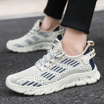 New men's flyknit mesh shoes - stylish, breathable, soft-soled, lightweight athletic running shoes for students - cross-border wholesale
