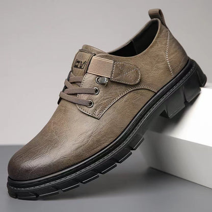 Soft-soled men's leather shoes 2025 new business casual men's shoes british retro workwear shoes velcro martin shoes