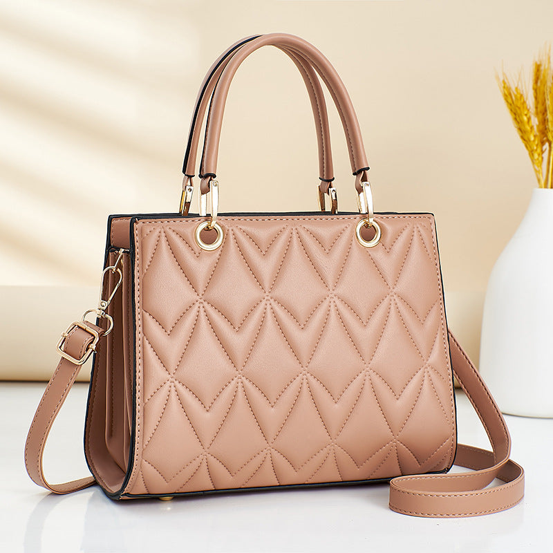 Women's bag 2026 new korean style diamond pattern ladies tote bag large capacity casual women's bag fashionable casual mom bag