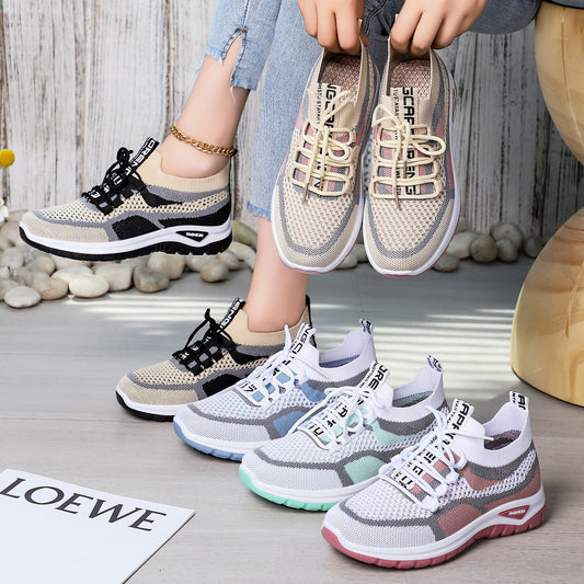 Women's plus size athletic shoes - flyknit mesh, low-cut, lightweight casual sneakers, comfortable and versatile single shoes for women