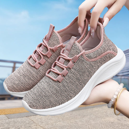 Women's spring new soft sole sneakers - comfortable, breathable mesh lace-up running shoes - low-cut, wear-resistant casual shoes