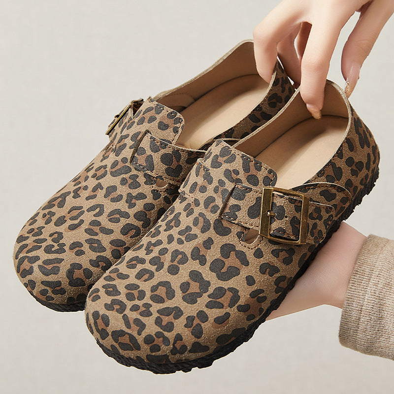 Birkenstocks Women's Spring New Leopard Print Fashion Shoes Flat