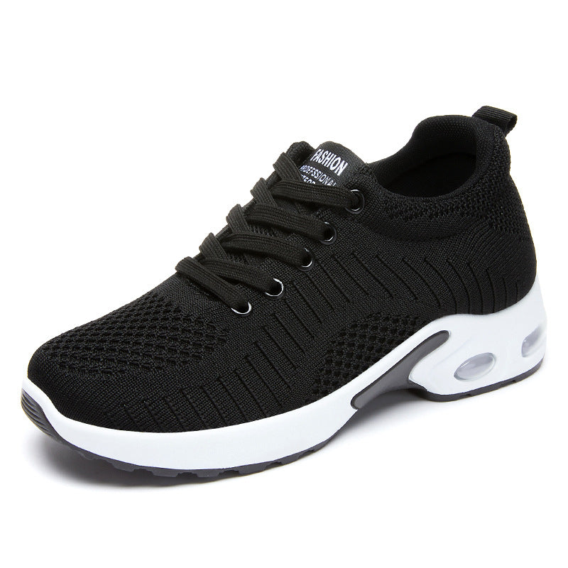 Women's shoes dropshipping: spring collection - plus size athletic sneakers, flyknit breathable mesh, thick sole, shock-absorbing air cushion shoes