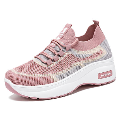 Women's fall collection: new chunky sole casual shoes - soft, comfortable, height-boosting, versatile flats with breathable flyknit upper