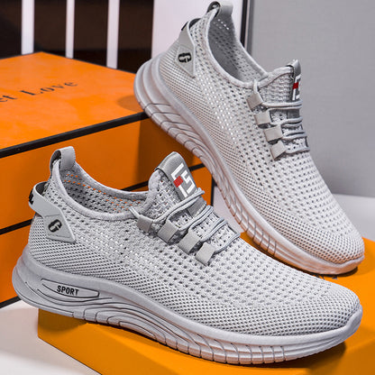 Mesh plus size men's shoes 2025 summer hollow breathable casual shoes soft sole casual sports shoes cross-border wholesale