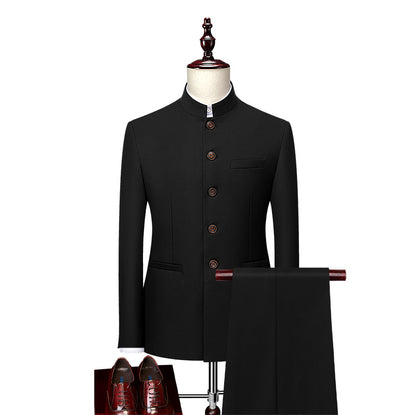 2026 autumn men's casual business dress youth fashion stand-up collar suit stand-up collar Mao suit
