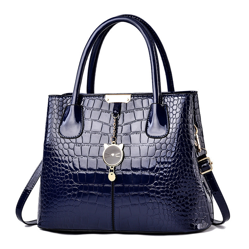 Glossy leather handbag - 2026 spring new arrival: trendy and stylish mom bag, large capacity, embossed design, shoulder & crossbody bag
