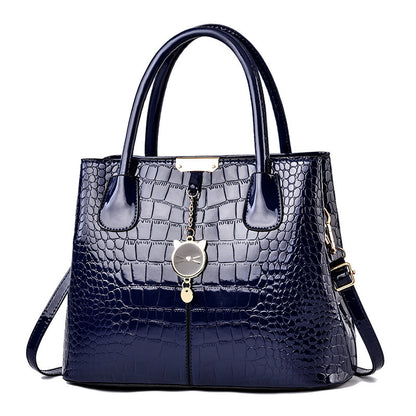 Glossy leather handbag - 2026 spring new arrival: trendy and stylish mom bag, large capacity, embossed design, shoulder & crossbody bag