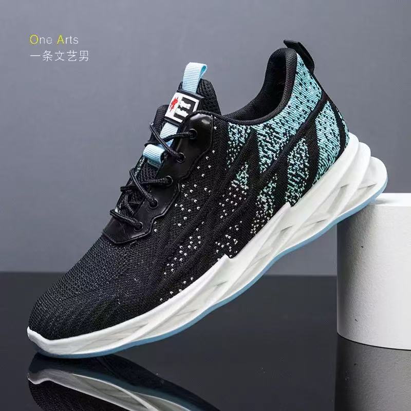Cross-border men's shoes: new korean style fashionable men's shoes, breathable flyknit yeezy sneakers, soft sole athletic casual trendy shoes - wholesale