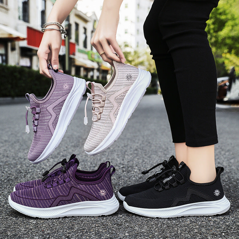 Women's spring soft sole sneakers - lightweight, comfortable, and casual shoes for middle-aged and elderly women - stylish and versatile single shoes