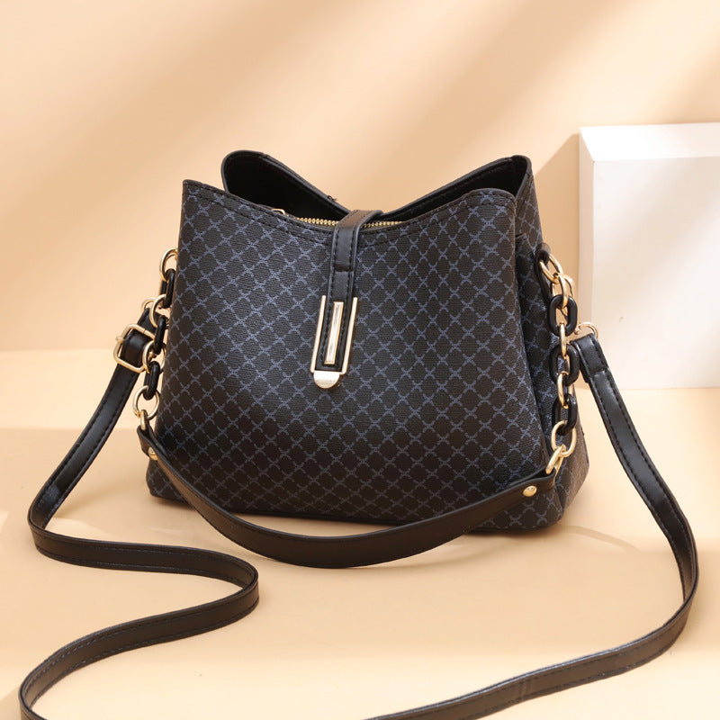 2024 new casual fashion retro print shoulder bucket bag - simple, trendy, and chic crossbody bucket bag