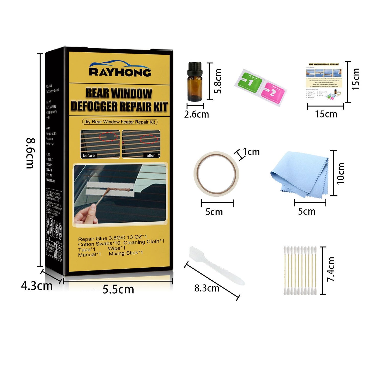 Rayhong Rear Window Defogging Repair Kit, Rear Window Heater Defogger Repair Kit, Grille Wire Repair Kit