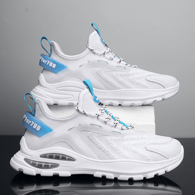 Men's mesh sneakers 2025 new korean style breathable casual shoes flyknit air cushion trendy running shoes cross-border wholesale