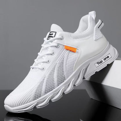 Cross-border men's shoes: new korean style fashionable men's shoes, breathable flyknit yeezy sneakers, soft sole athletic casual trendy shoes - wholesale
