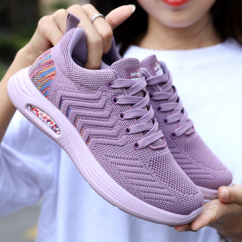 Women's shoes 2026 spring new arrivals: women's running shoes, pu flyknit casual sneakers, breathable and wear-resistant