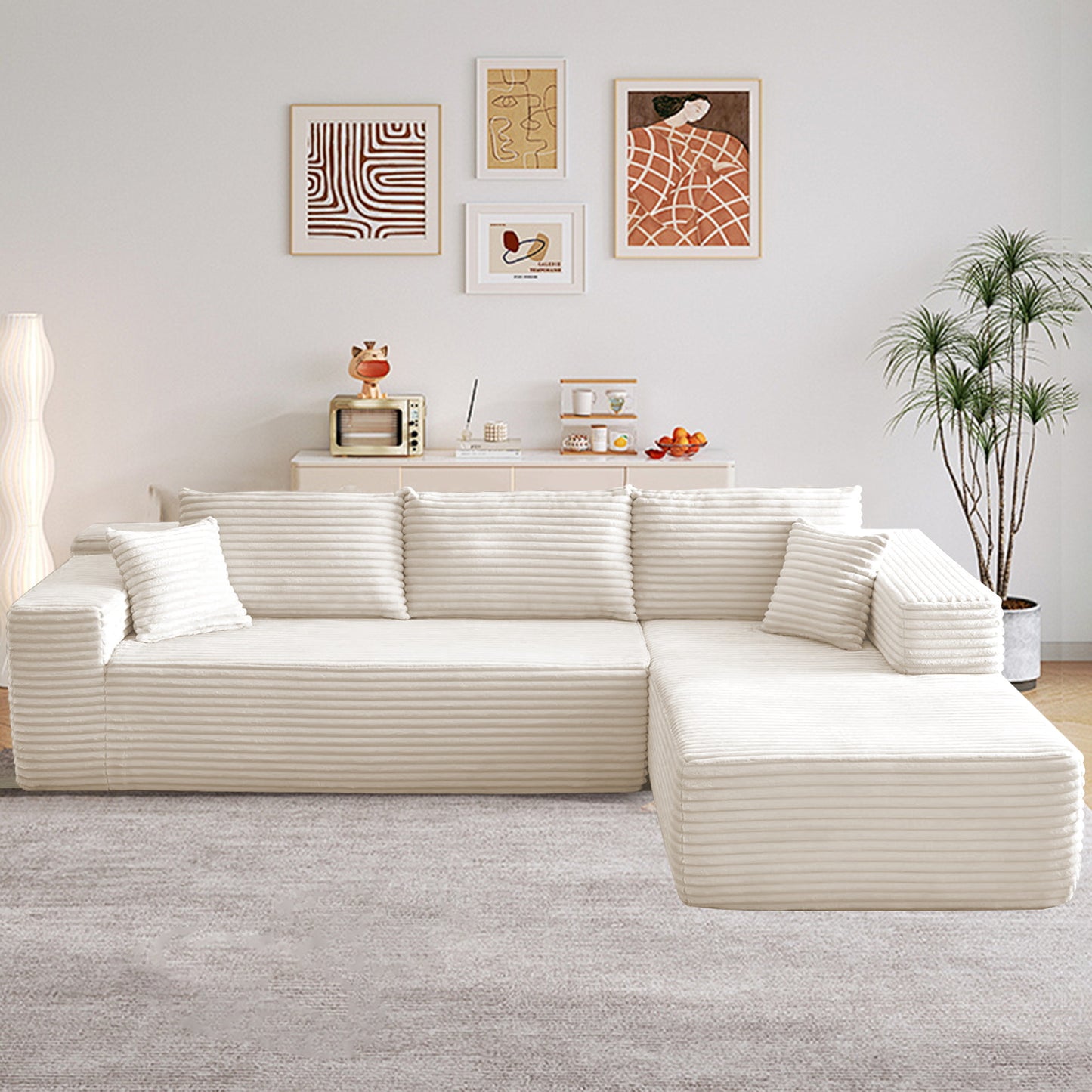 [cross-border] l-shaped compression sofa high rebound installation-free living room bedroom multi-functional modular sofa corduroy