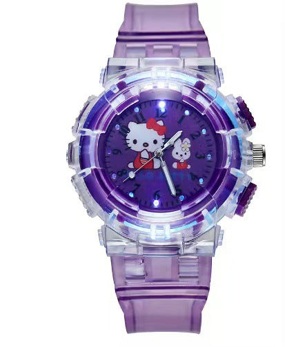 In-stock, kids' light-up watch featuring princess su and princess sha, with colorful flashing lights – the perfect gift for girls!