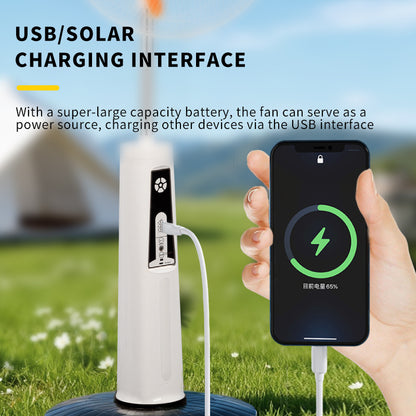 2026 new hot-selling outdoor camping solar charging Bluetooth remote control floor fan with strong wind and silent light