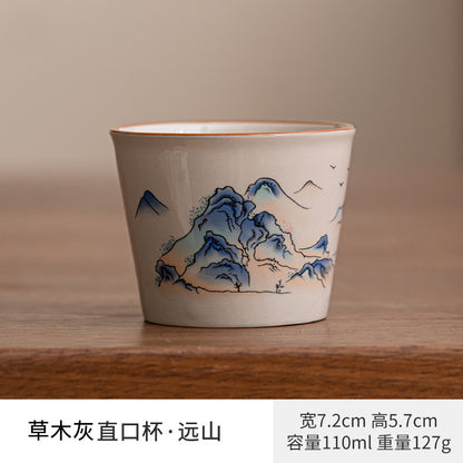 Ru kiln small thermos mug with lid ceramic stewing tea cup chinoiserie large capacity thermos office cup with handle