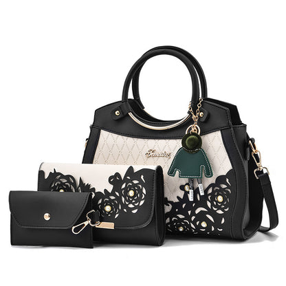 Hollow-out women's handbag 2026 new style ladies' three-piece set, foreign trade tote, shoulder bag, crossbody commuter bag - dropshipping available