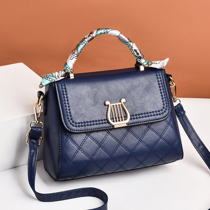 2026 winter new arrival: stylish argyle scarf accent mini square bag - chic ribbon women's shoulder bag - dropshipping available