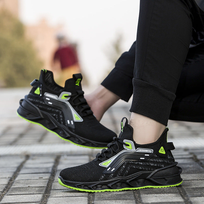Customizable cross-border men's shoes: 2024 new men's athletic shoes, korean style flyknit breathable running shoes, blade shoes