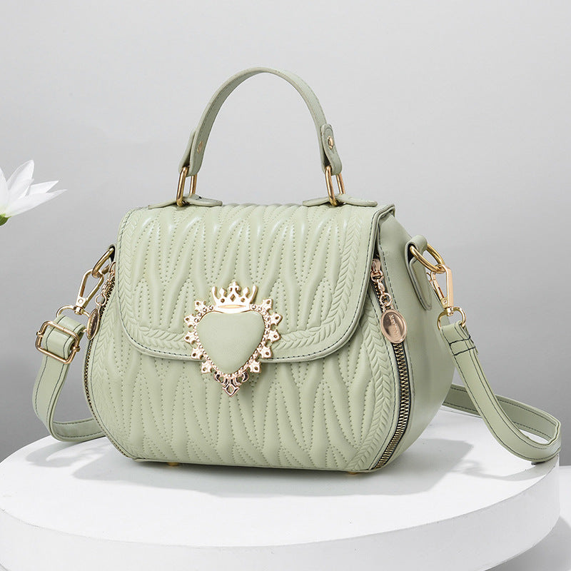 Trendy women's bags 2024 new large capacity embossed round bag fashionable textured crossbody handbag - dropshipping available