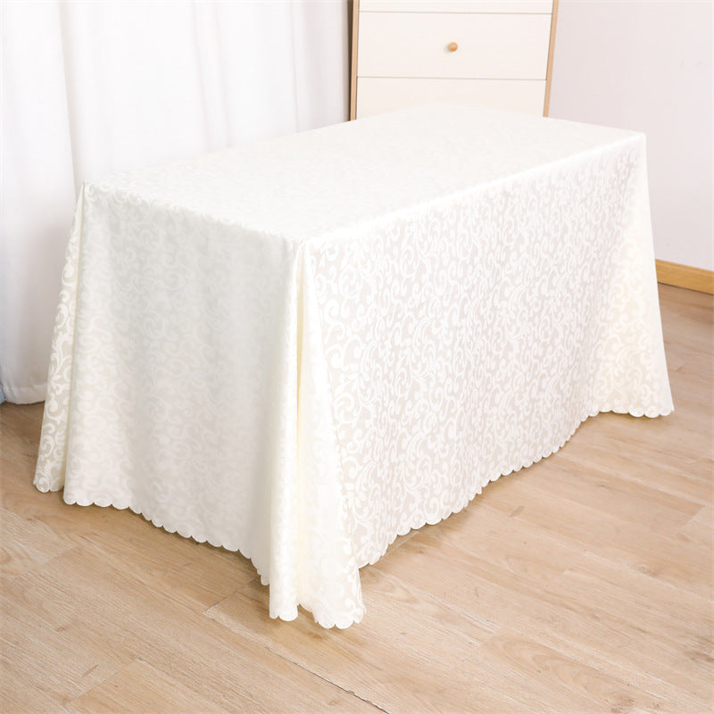 Tablecloth wedding event stall meeting engagement tablecloth red long table wholesale rectangular white polyester tablecloth