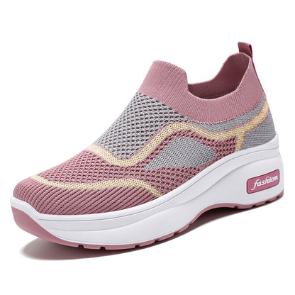 Women's fall collection: new chunky sole casual shoes - soft, comfortable, height-boosting, versatile flats with breathable flyknit upper